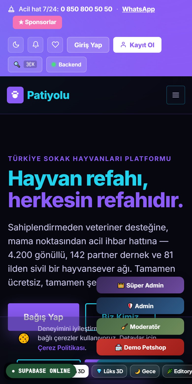 PatiYolu — Mobil mockup