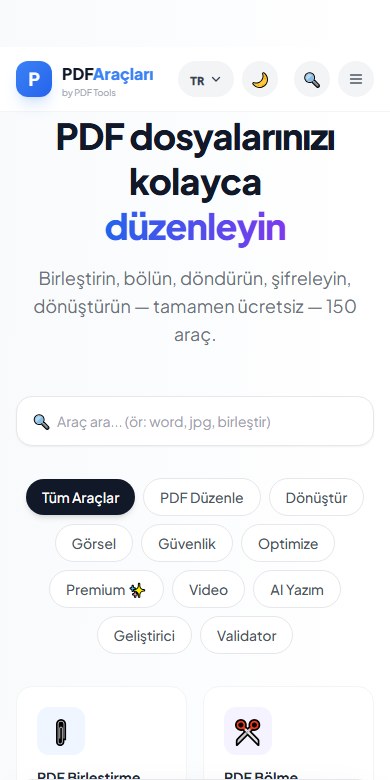 PDF Dönüştürme — Mobil mockup