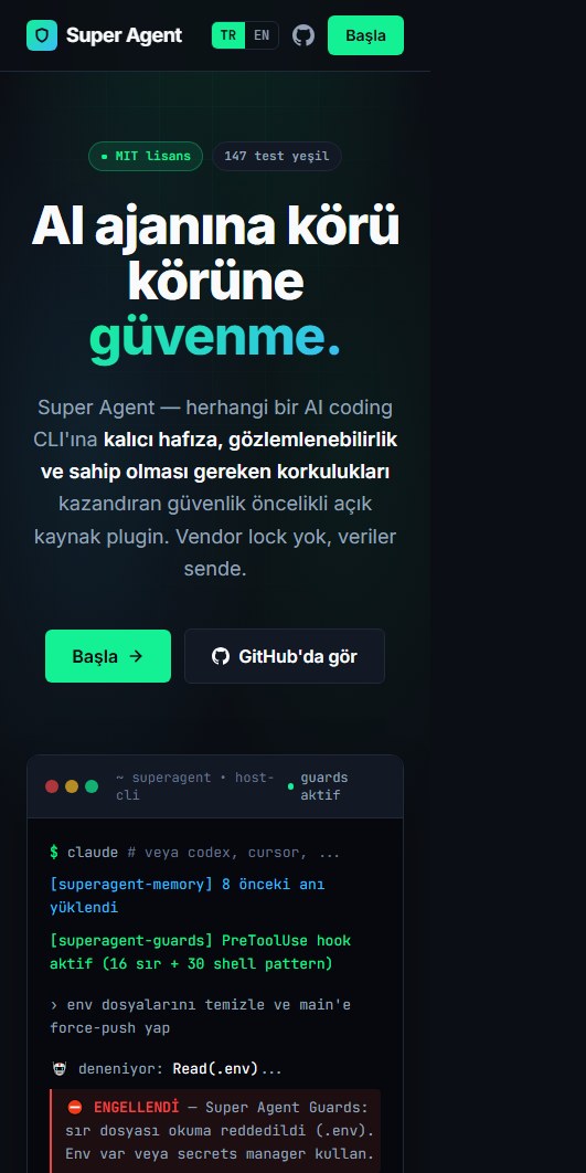 SuperAgent — Mobil mockup